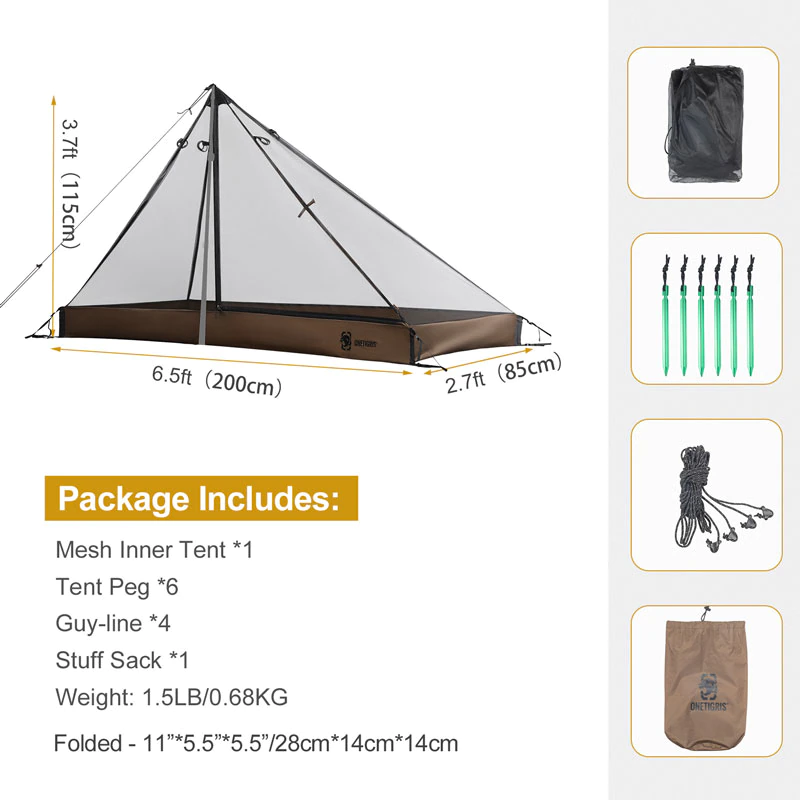 Cheap Goat Tents OneTigris 1 Person Mesh Inner Tent Camping Shelter with Waterproofed Tent Bathtub Floor for Tents Tarps Backpacking Hiking   